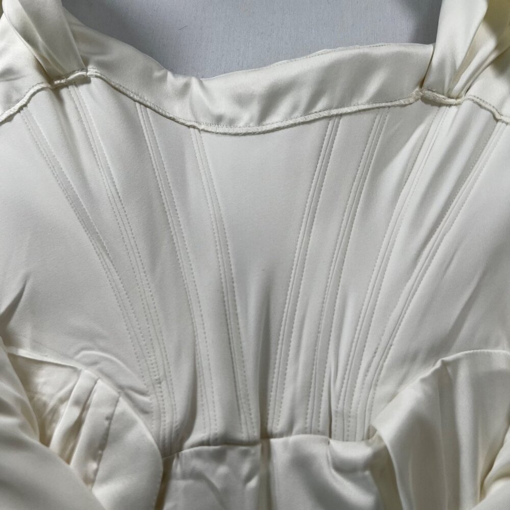 House of CB Loretta Ivory Satin Off Shoulder Corset Dress Size Medium - Picture 11 of 15